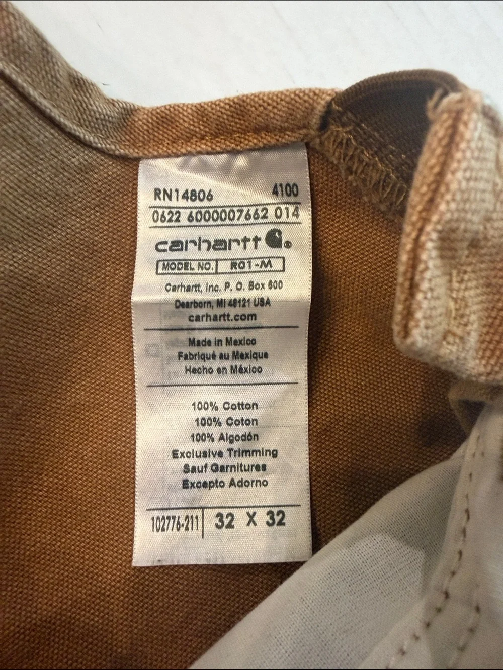 Carhartt Tan Duck Canvas Overalls with Dark Brown Straps